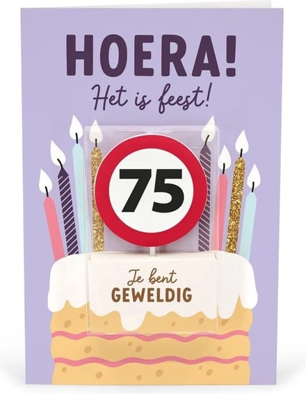 Verjaardagskaart met kaars | 75 jaar | Je bent geweldig