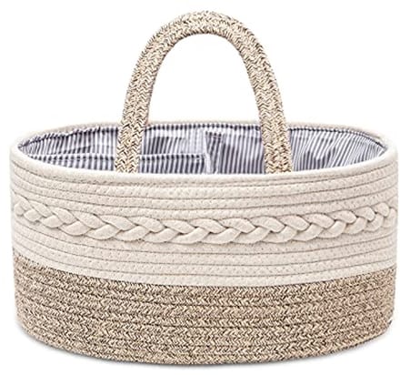 Baby luiertas organizer met verwisselbare vakken, beige opbergmand voor kinderspullen