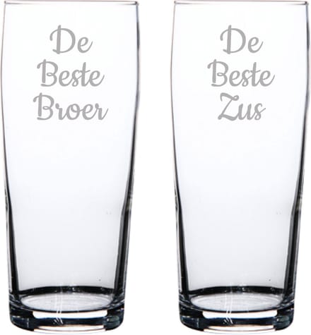 Gegraveerde bierfluitje 19cl De Beste Broer- De Beste Zus