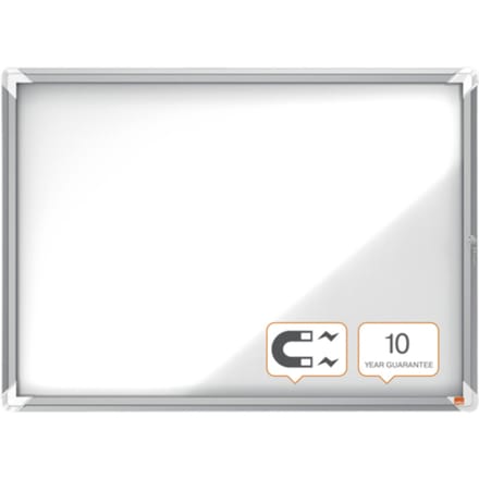 Nobo Premium Plus Afsluitbare Glazen Binnenvitrine Magnetisch met Zijslot- 8xA4 Formaat - Zilver/Wit