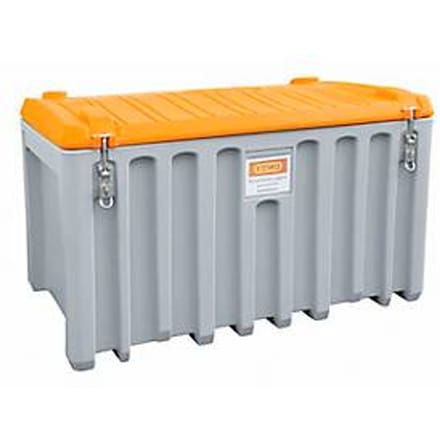 Transport- en platformbox CEMO CEMbox 400, polyetheen, 400 l, L 1200 x B 810 x H 750 mm, stapelbaar, kraan, grijs/oranje
