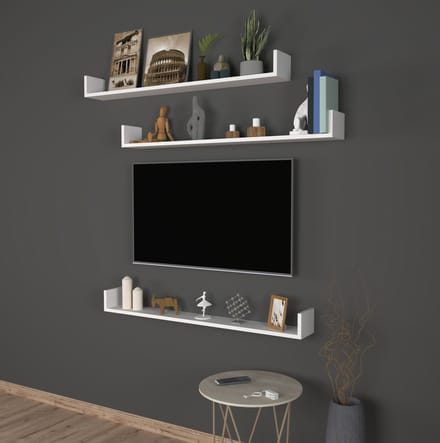 Wandplank set van 3 Höganäs 12x120x15 cm wit