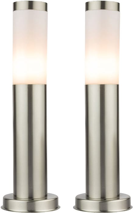 Set van 2 design staande roestvrijstalen lampen wit lampvoet 1x E27 balkon gazon