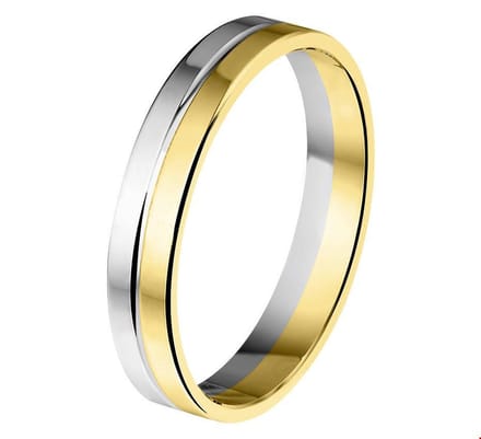 14K Bicolor Geel- En Witgoud Geel/Wit Ring A410 - 4 Mm Zonder Steen 4202249
