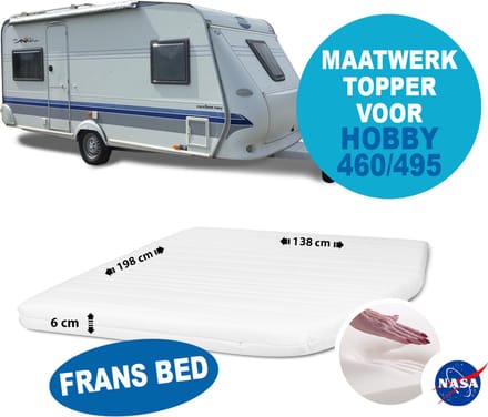 Nasa Traagschuim Fransbed MAATWERK Hobby Caravan 460/495  dikte 6 cm