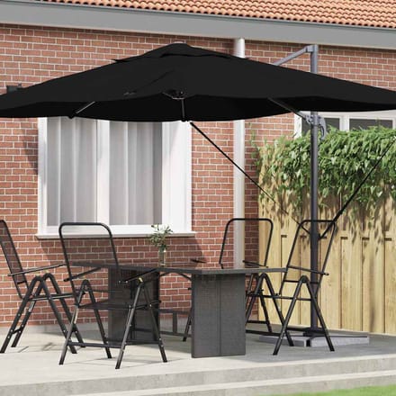 vidaXL - Parasol - 351 - x - 250 - x - 260 - cm - Polyester - en - Aluminium - Zwart