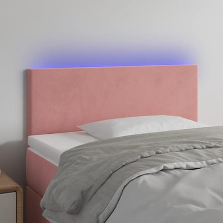 vidaXL - Hoofdbord - LED - 100x5x78/88 - cm - fluweel - roze