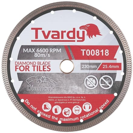 Tvardy Diamantschijf - Gesloten Rand - 230 mm - Voor Hard Materialen
