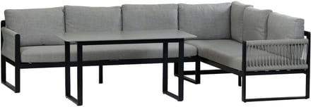 Hoek Lounge Dining set Reims | Rechts | Black & Off Sand