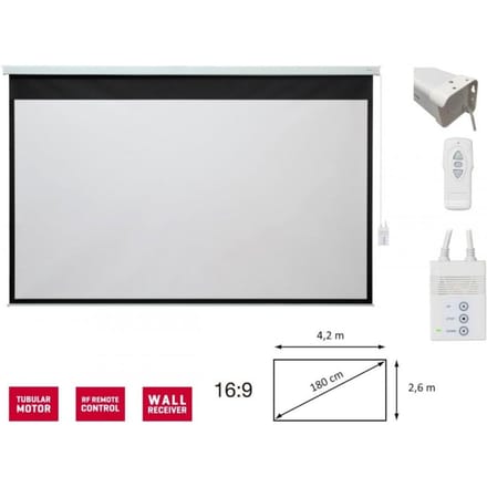 Fonestar PPEL-16180-FA - Elektrisch projectiescherm 16:9 inch, 180 graden diagonaal, afstandsbediening, Fonestar wit