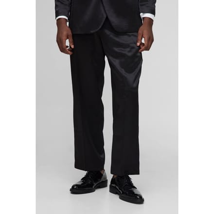 Relaxed Fit High Shine Satin Trouser | Black | Size 42