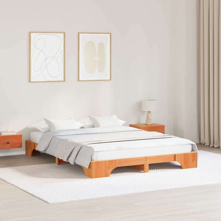 vidaXL - Bedframe - Wasbruin - 160 - x - 200 - cm - Massief - grenenhout