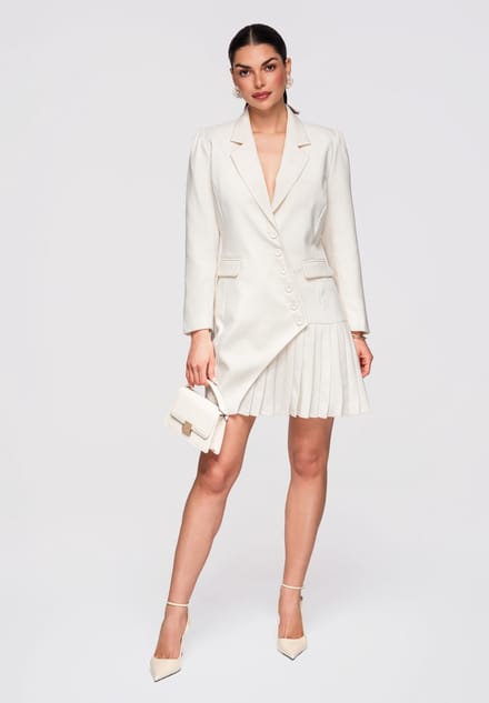 LARICA Jurk - Lange Mouw - Geen Sluiting - Effen Ecru S