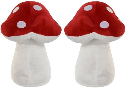ITEM Deurstopper paddenstoel - 2x - rood - kinderkamer - 17 x 17 x 23 cm - herfst