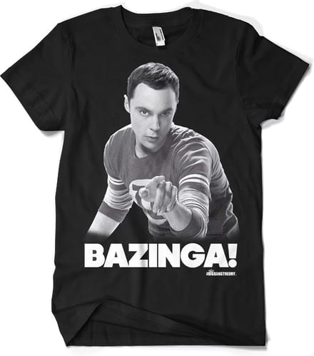 The Big Bang Theory Heren Tshirt -M- Sheldon Says BAZINGA! Zwart