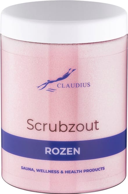 Scrubzout Rozen in handige pot - 1250 gram - met witte deksel - Hydraterende Lichaamsscrub