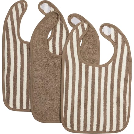 Meyco Baby Fat Stripe Slab - 3-pack - Jacquard Badstof - Taupe