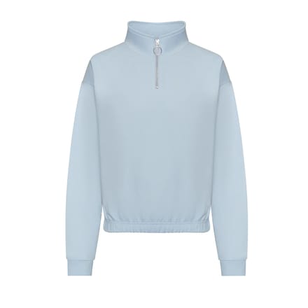 Vegan Women´s Cropped 1/4 Zip Sweater Sky Blue - XXS