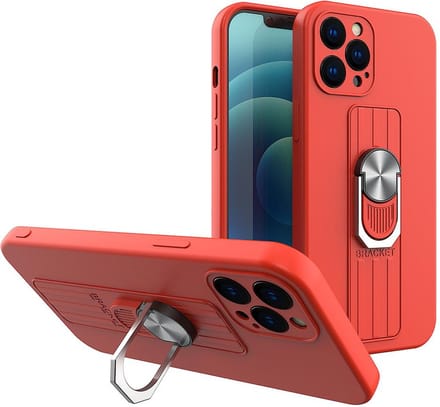 Ring Case siliconen hoesje met standaard geschikt voor Samsung Galaxy A51 rood