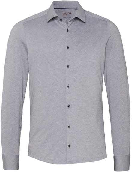 Pure Shirt Melange Grey - Maat 44 - Heren - Overhemden Formeel
