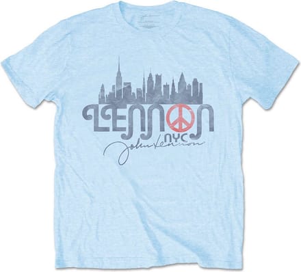 John Lennon - NYC Skyline Heren T-shirt - S - Blauw