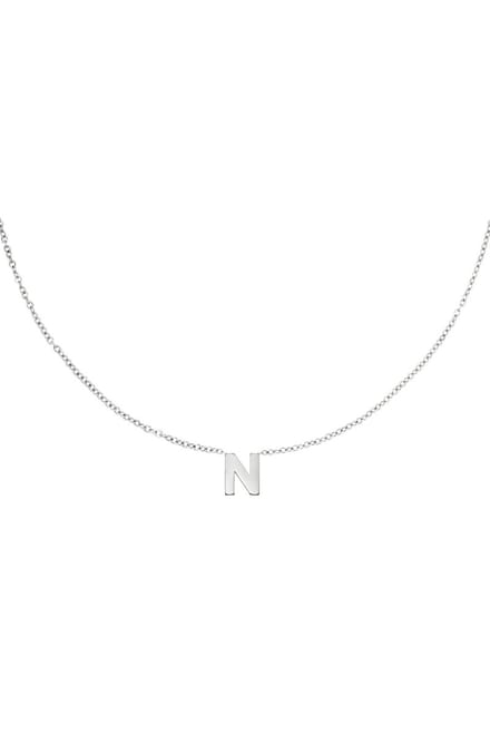 Edelstalen ketting initiaal N Zilver Stainless Steel
