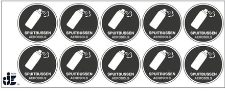 Spuitbussen afval sticker | 5 cm - 10 stuks per vel