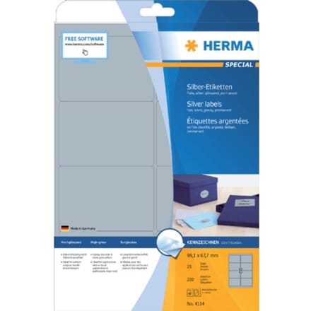 HERMA Etiketten folie zilver 99.1x67.7 A4 LaserCopy