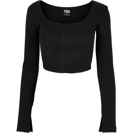 Urban Classics - Short Rib Corsage Longsleeve top - S - Zwart