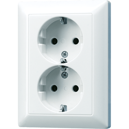 Jung AS500 Inbouw Stopcontact met Randaarde - 2-voudig - Alpin wit / JUNG WCD RA 2V KLEM ALP AS500