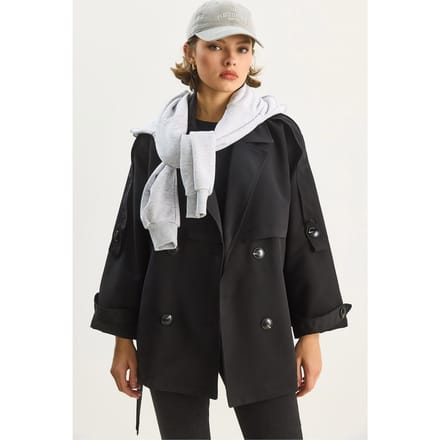Knopen Midi Trenchcoat