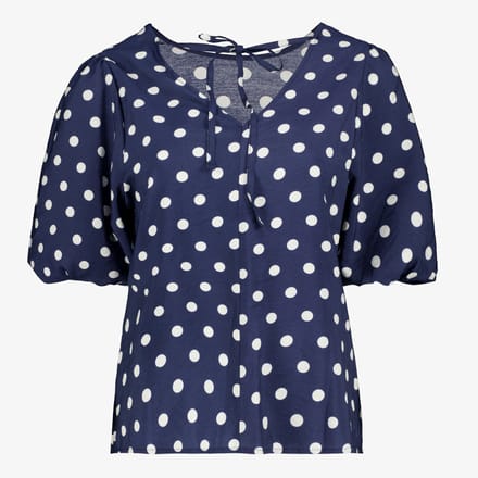 TwoDay dames top met polkadots blauw - Maat L