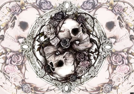 Skull Alchemy Roses Photo Wallcovering
