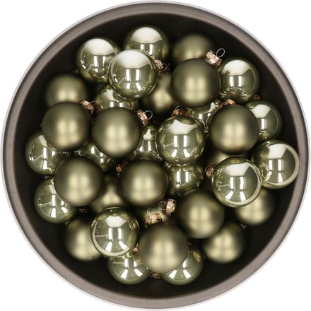 Kerstballen - glas - 36x stuks - graniet groen - 6 cm - mat en glans