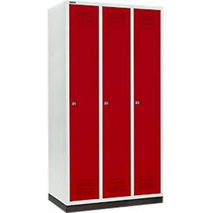 Schäfer Shop Genius Kledinglocker met fitting, 3 compartimenten, 300 mm compartimentbreedte, cilinderslot, robijnrood