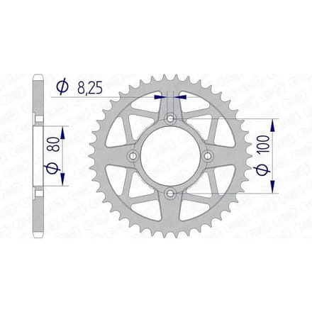 Couronne moto alu Afam 520 43T