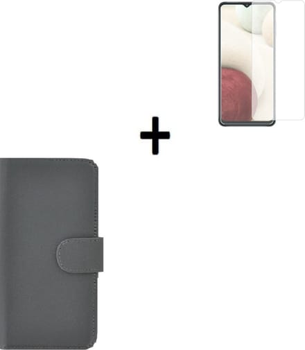 Hoesje Geschikt voor Samsung Galaxy A42 - Screenprotector A42 - Wallet Bookcase Grijs + Screenprotector