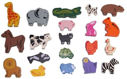 Johntoy houten dieren speelgoed set - 60 stuks - educatief speelgoed.