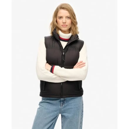 Superdry Tech Gewatteerd Gilet Black Grootte: 36