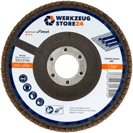 WS24 10x lamellenschijf 125 mm gewelfd aluminiumoxide K 80 - WS24-100060