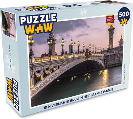 Puzzel Een verlichte brug in het Franse Parijs - Legpuzzel - Puzzel 500 stukjes