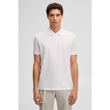 Piro-poloshirt met rits, wit