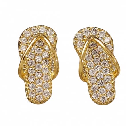 Oorbellen-Teenslippers-Goudkleurig-Strass-Charme Bijoux