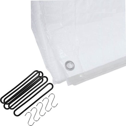 FX Tools Afdekzeil - wit - 2 x 3 meter - met 10x spanrubbers en S-haken