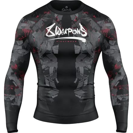 8 WEAPONS Rashguards L/S Hit 2.0 Zwart Rood - M