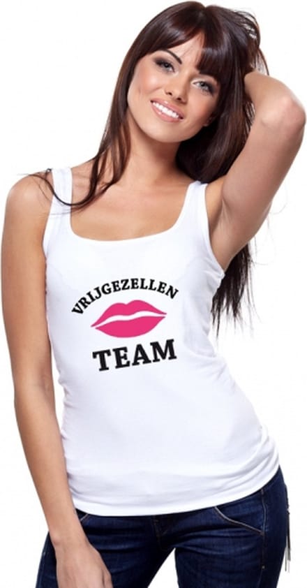 Vrijgezellenfeest Team tanktop shirt wit dames S