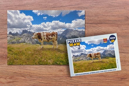 Puzzel Koe - Gras - Wolken - Legpuzzel - Puzzel 1000 stukjes volwassenen