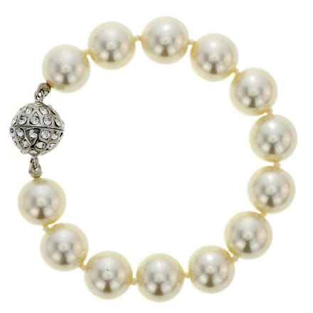 Behave – Armband – Crèmekleur – Glasparel – Magneetsluiting – Elegant
