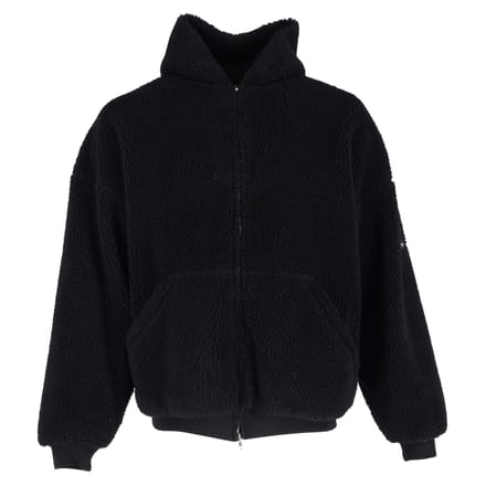 Balenciaga oversized fleece hoodie met rits in zwart polyester