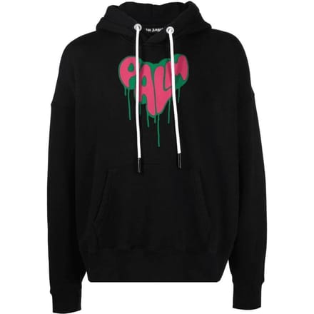 Palm Angels Spray Heart Design zwarte hoodie